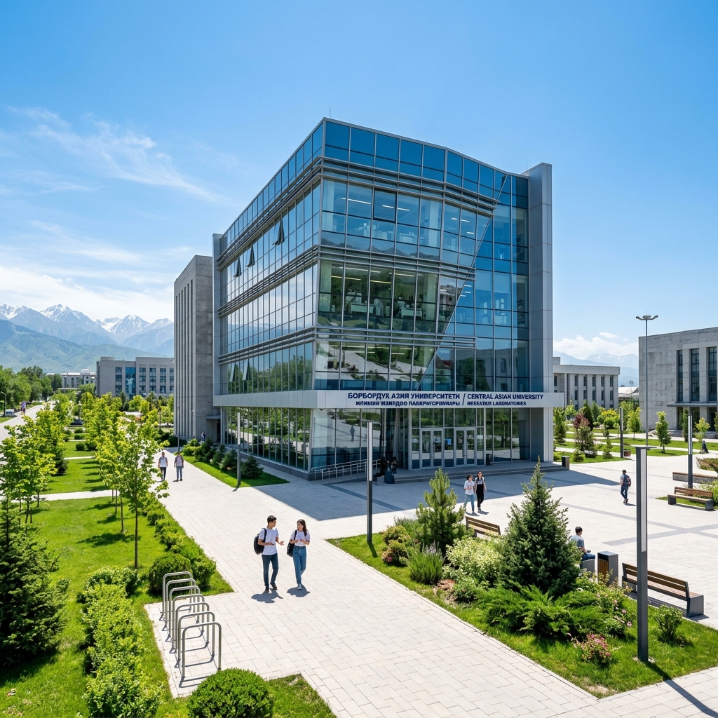 Modern laboratory university building representing Central Asia